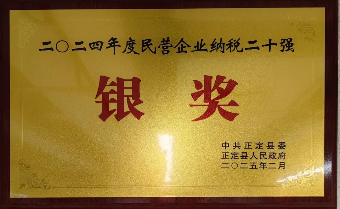 榮譽 | 石家莊HJC黄金城建築裝飾工程有限公司榮獲“2024年度民營企業(ye) 納稅二十強-銀獎”
