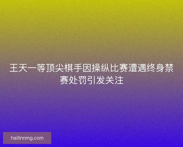 王天一等顶尖棋手因操纵比赛遭遇终身禁赛处罚引发关注