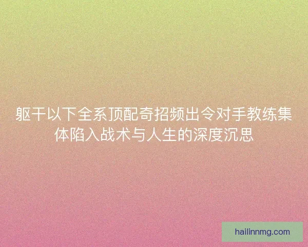 躯干以下全系顶配奇招频出令对手教练集体陷入战术与人生的深度沉思