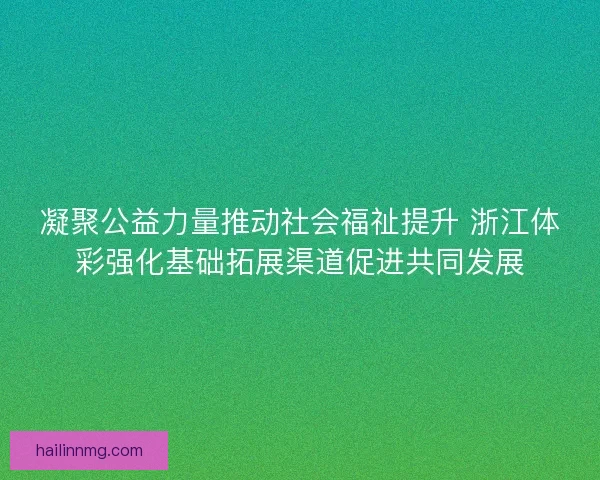 凝聚公益力量推动社会福祉提升 浙江体彩强化基础拓展渠道促进共同发展