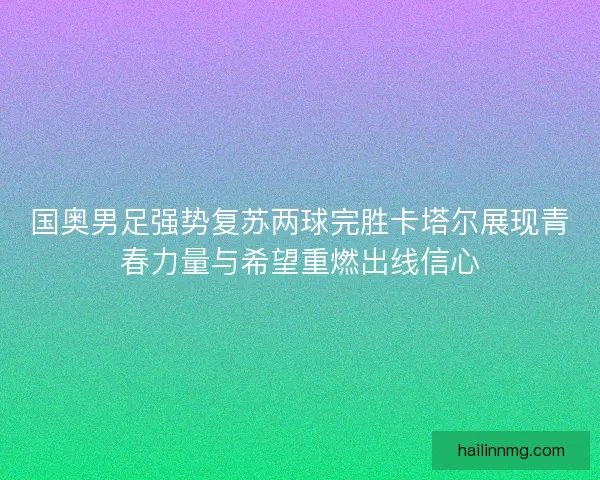 国奥男足强势复苏两球完胜卡塔尔展现青春力量与希望重燃出线信心